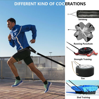Tuyzhrymlic Sled Pulling Belt Set, Adjustable Waist Training Belt with Pulling Rope for Strength Agility Power Training to Help Full Body Building