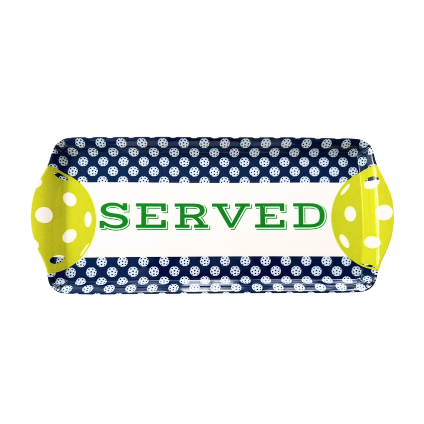 Sprinkles & Confetti Navy Pickleball Melamine Serving Tray with Handles - BPA-Free, Reusable | Durable Platter for Birthdays, Outdoor Events | Charcuterie, Appetizers, Cupcakes, Snacks