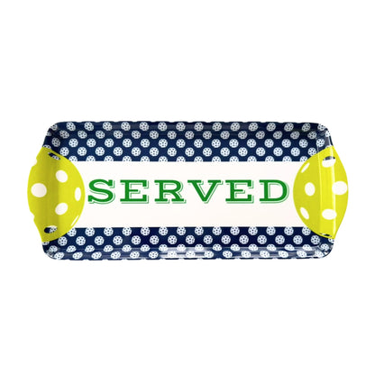 Sprinkles & Confetti Navy Pickleball Melamine Serving Tray with Handles - BPA-Free, Reusable | Durable Platter for Birthdays, Outdoor Events | Charcuterie, Appetizers, Cupcakes, Snacks