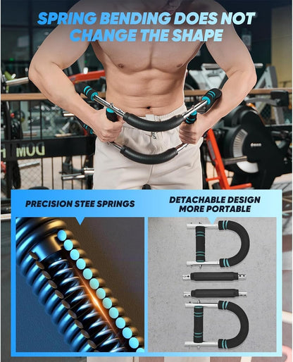 Saker Twister Arm Trainer, 40-100lb Adjustable Chest Workout Equipment, Arm Trainer, Twister Arm Trainer, Portable Power Twister Bar, Detachable Design Fitness Anywhere (Blue)