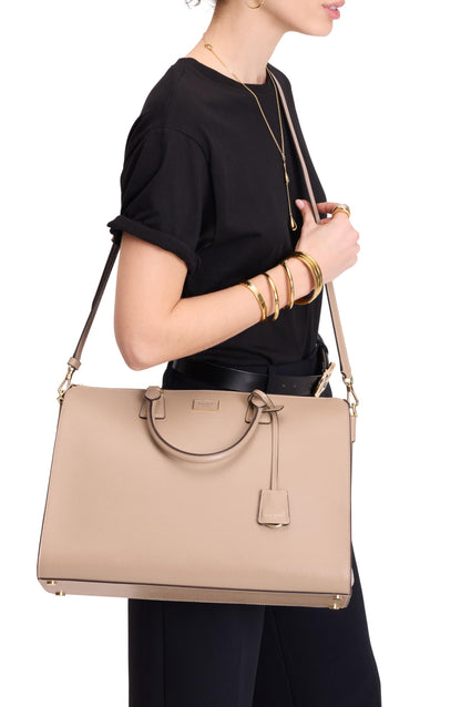 kate spade new york Serena Saffiano Leather Laptop Bag, Timeless Taupe