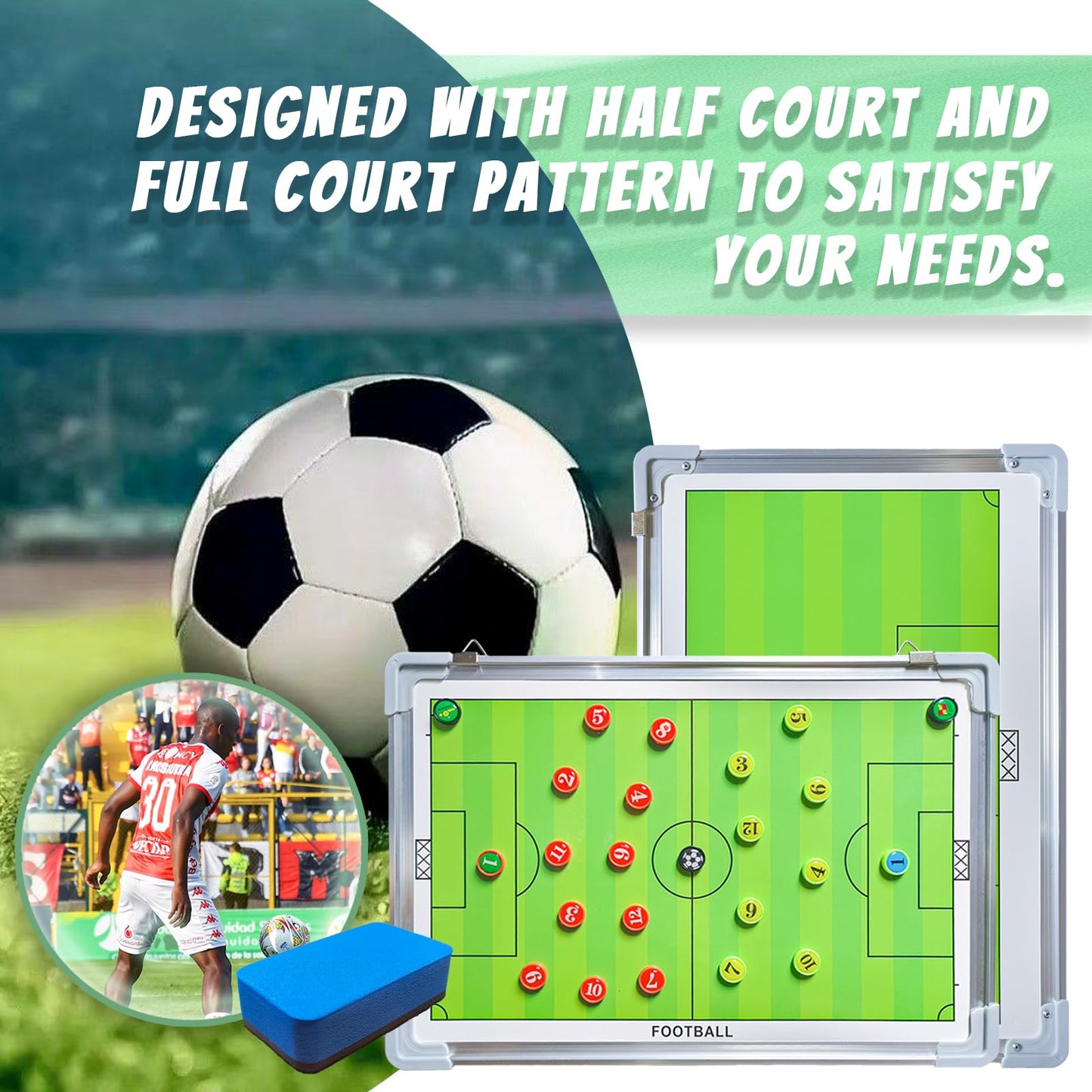 Pure Vie Magnetic Soccer Coaching Tactics Board, Portable Soccer Clipboard for Coaches Soccer Dry Erase Whiteboard Strategy Tactical Blackboard Football Coach Board with Player Markers, Pen and Eraser
