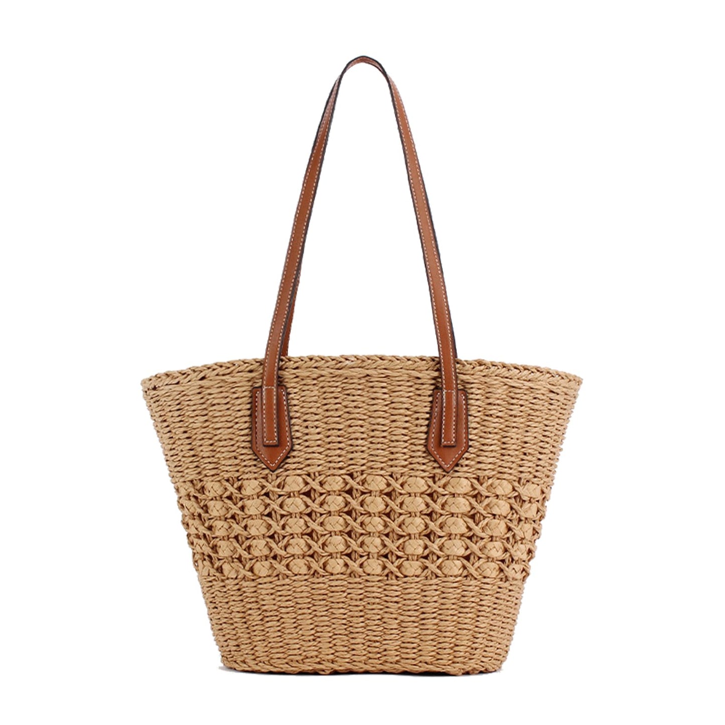 BVNTBZC Large Straw Shoulder Bag Women Woven Tote Travel Bag Top Handle Summer Beach Handbag Purse (Khaki)