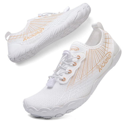 ITLXJR Water Shoes for Men and Women, Barefoot Aqua Socks, Wide Fit Beach Swimming Pool Shoes, Anti-Slip Outdoor Walking Hiking Kayaking Diving Surfing (Beige, Adult, Men, 8, Numeric, US Footwear Size System, Medium)