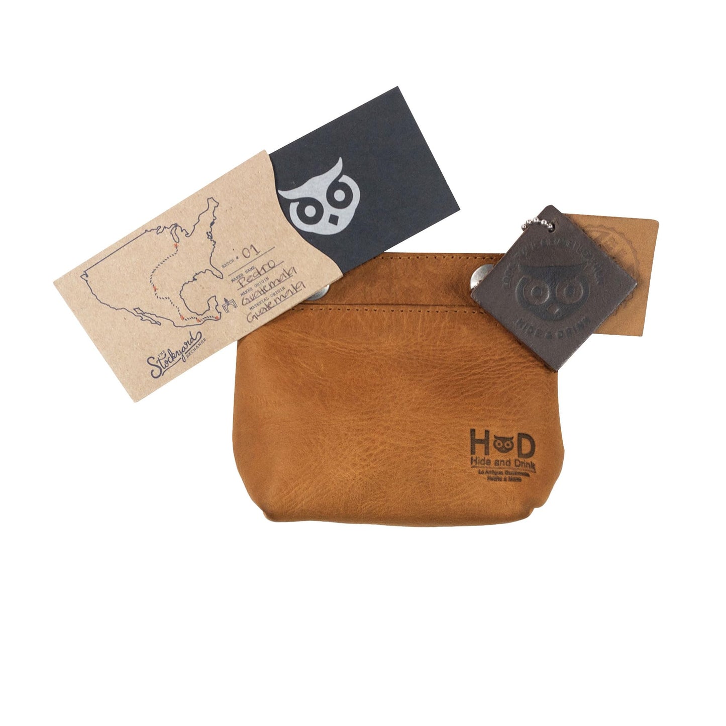 Hide & Drink, Leather Double Snap Pouch, Coin Purse, Cash & Card Holder, Cable Organizer, Makeup, Handmade Includes 101 Year Warranty (Single Malt Mahogany)