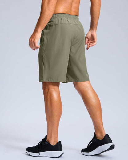 Men's Athletic Running Shorts with Zipper Pockets Quick Dry 7"/ 5"/ 9" Workout Gym Shorts for Basketball Hiking(Sage Green,9XS)