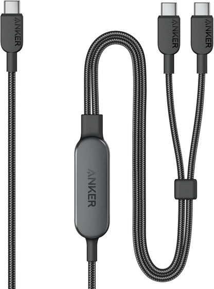 Anker Cable,6FT 2-in-1 USB C to USB C Cable 140W Max,Fast Charging for iPhone 17/17 Pro Max/16 Series,MacBook Air/Pro,and More(Braided,Black)