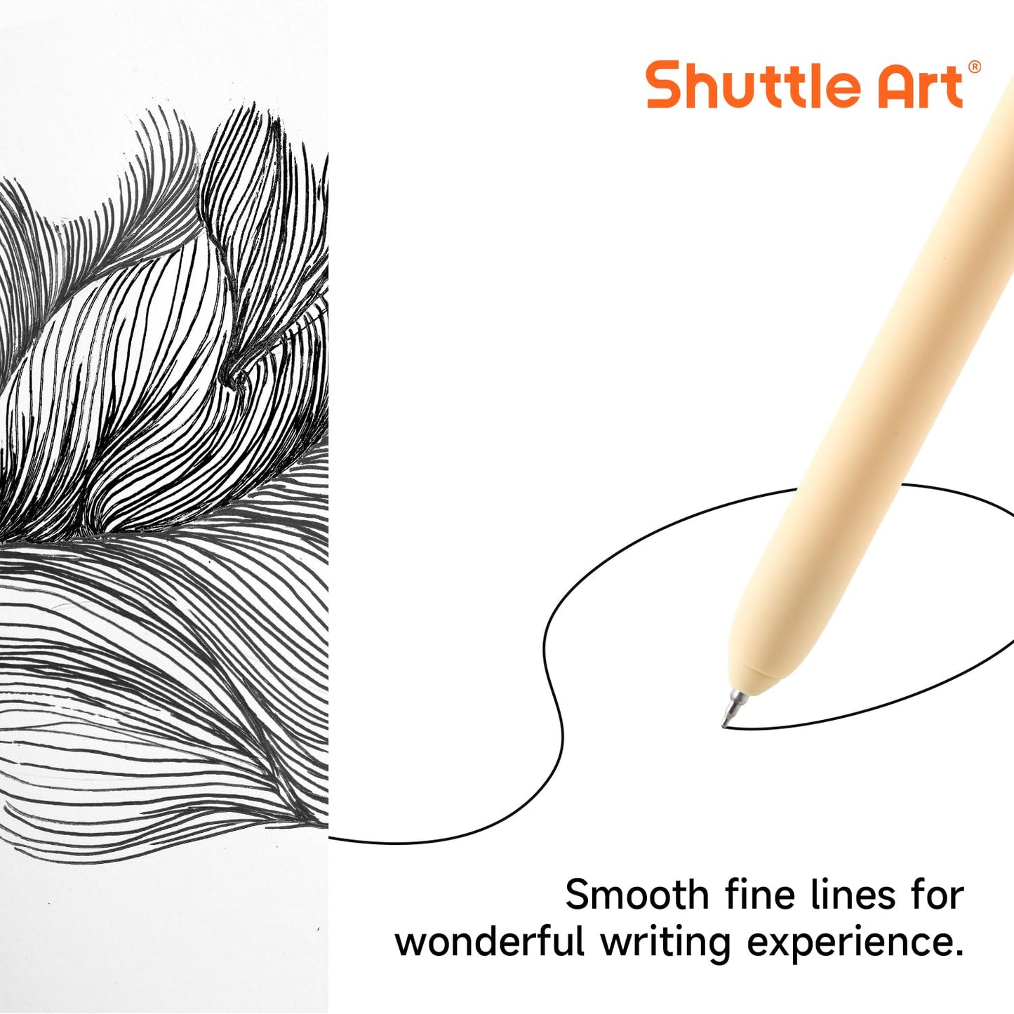 Shuttle Art Retractable Mild Gel Ink Pens - 22 Pack, Black Ink, Cute Fine Point Pens for Writing, Journaling & Notes