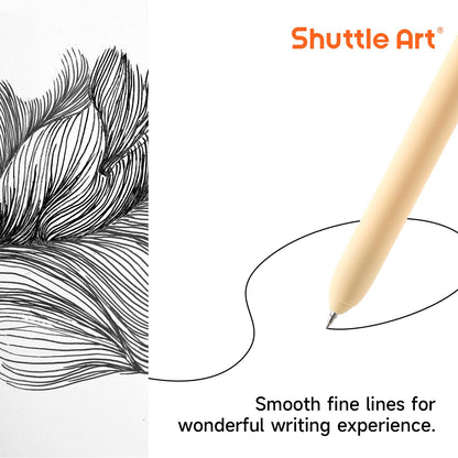 Shuttle Art Retractable Mild Gel Ink Pens - 22 Pack, Black Ink, Cute Fine Point Pens for Writing, Journaling & Notes
