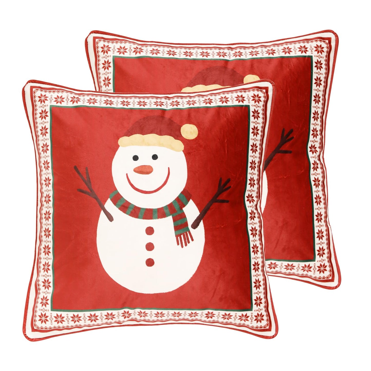 ISAENNE French Chrismas Velvet Throw Pillow Cover,Set of 2,18"x18"-Carol D