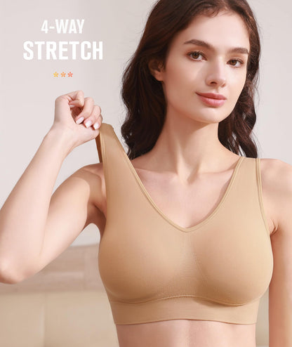 BESTENA Comfort Bra, 2 Pack Seamless Removable Pads Sleep Bras, Yoga Bra, Sports Bras for Women