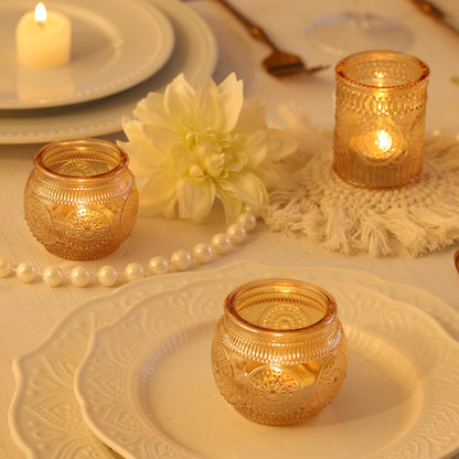 48Pcs Gold Votive Candle Holders - Glass Candle Holder Bulk for Table Centerpiece, Tea Lights Candle Holders for Home, Christmas Party & Wedding Shower