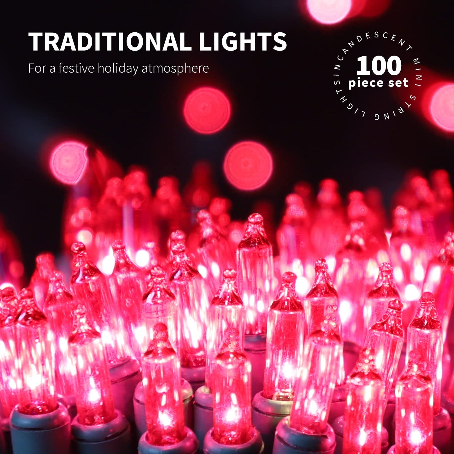 JUSTPRO 100LIGHTS PINK Extra-Bright With End Connectors Christmas Decorative Lights 5.98m UL Certified Mini String Light Set Waterproof for Home Garden Holiday Christmas Tree Party Patio Decor Wedding