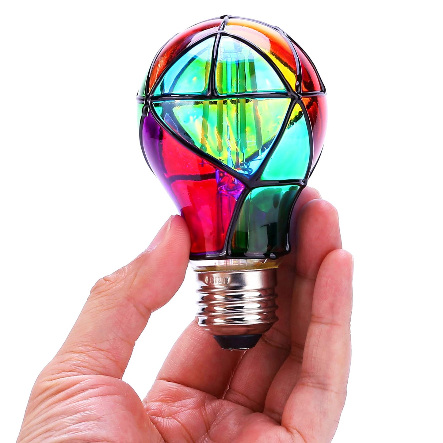 Kitmose 2 Pack Stained Glass Light Bulbs, LED Edison Light Bulb E26 3.5W Replacement Light Bulbs Tiffany Style for Bedroom Living Room Home Christmas Decoration (A60)