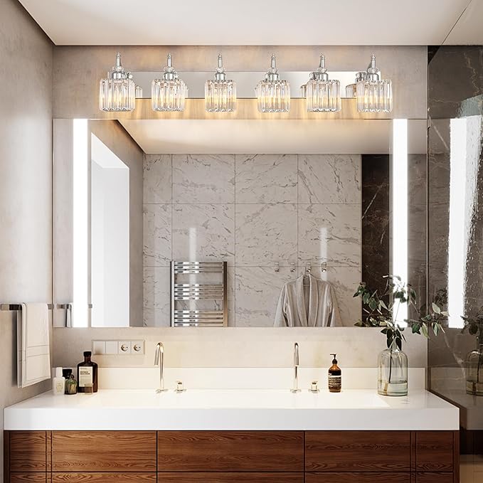 6 Light Bathroom Vanity Light Modern Chrome Vanity Light Fixtures Bathroom Light Fixtures Over Mirror Crystal Vanity Lighting Fixtures