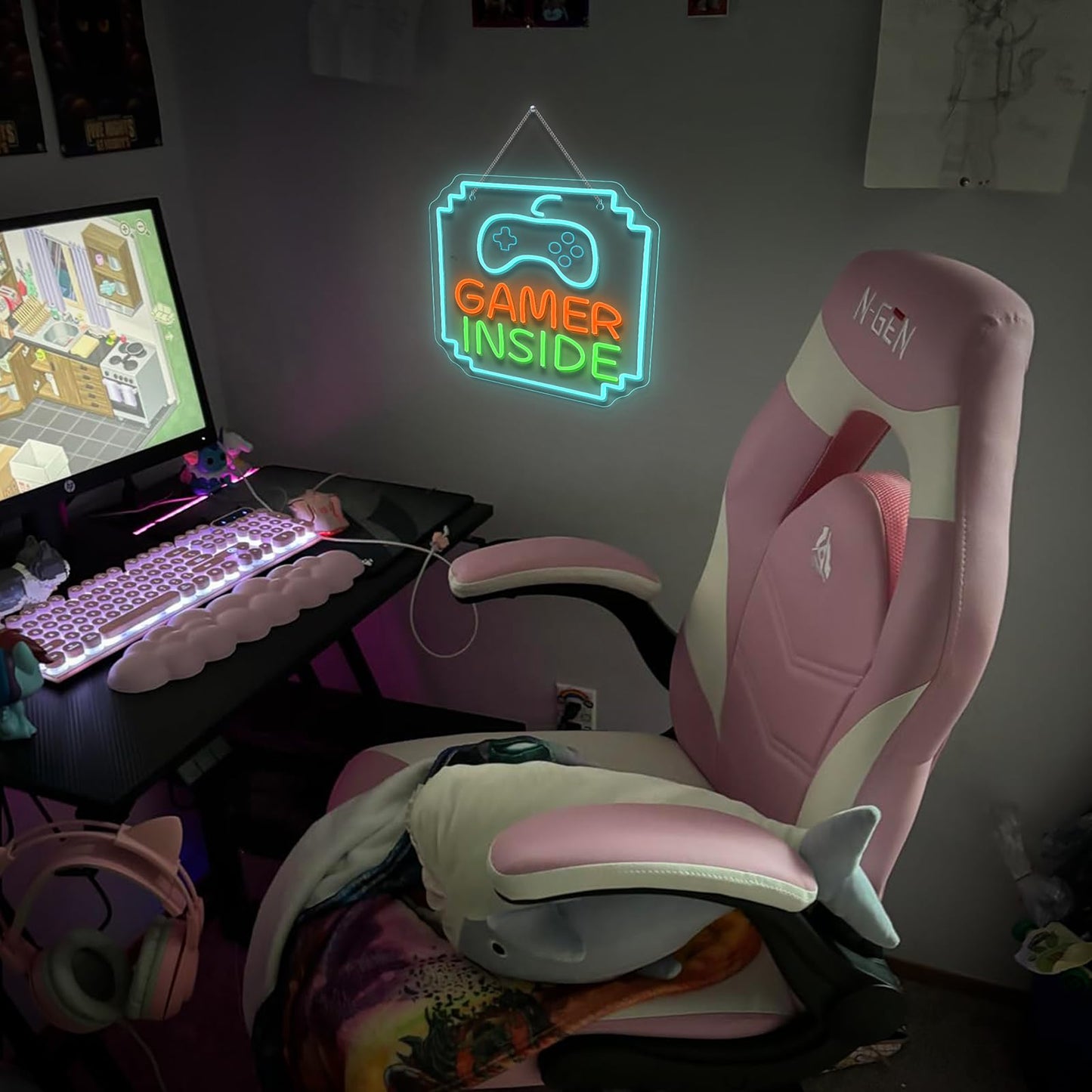 VVYXX Gamer Inside Neon Sign Game Controller LED Sign for Gaming Room Decor Best Gamer Gifts for Boys Kids Game Neon Sign for Teen Boy Room Decor