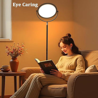 Floor Lamps for Living Room,Bright Tall Lamp, 300° Flexible Head Modern Torchiere Standing Lamp with Remote & Touch, 3000K-6000K Dimmable LED Lights for Bedroom, Office (Black)