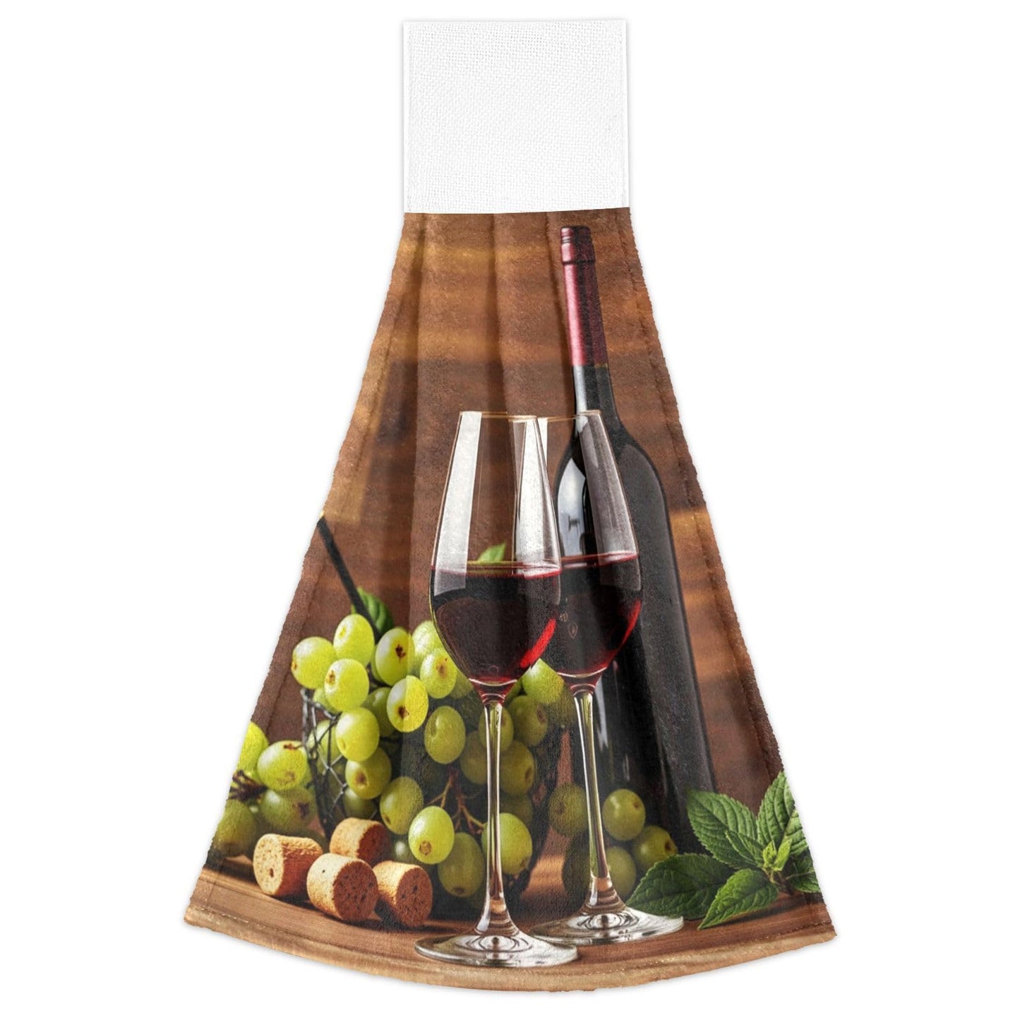 Boccsty Glasses of Red and White Wine Hanging Kitchen Towels 2 Pieces Grapes Wooden Dish Cloth Tie Towels Hand Towel Tea Bar Towels for Bathroom Farmhouse Housewarming Tabletop Home