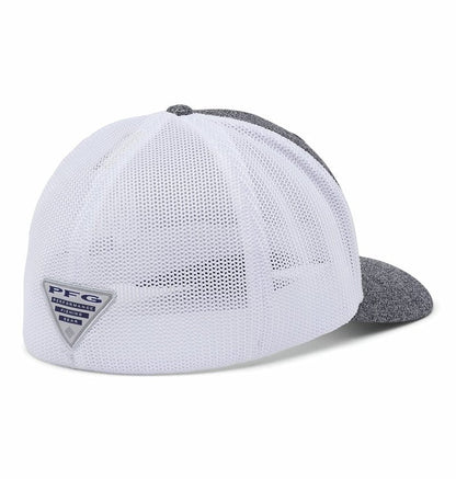 Columbia Unisex PFG Mesh Fish Flag Ball Cap, Breathable, Adjustable, Grill Heather/White/Us Fish Flag, Large-X-Large