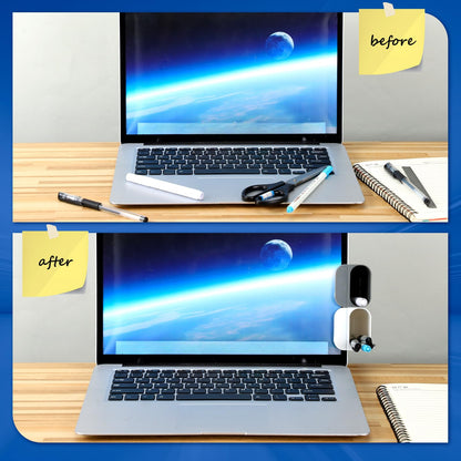 Resurhang 6 Pcs Monitor Pen Pencil Holders Screen Pen Holder Computer Monitor Pencil Holder Desktop Accessories Self Adhesive Table Side Desk Organizer for Office Classroom Gadget Storage(Gray, White)