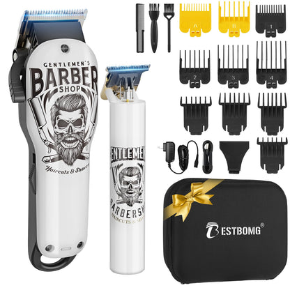 BESTBOMG® Professional Hair Clippers for Men, Professional Barber Clippers and Trimmer Set, Mens Cordless Hair Clipper for Barbers Haircut Kit Fade, BS-808A (Black)