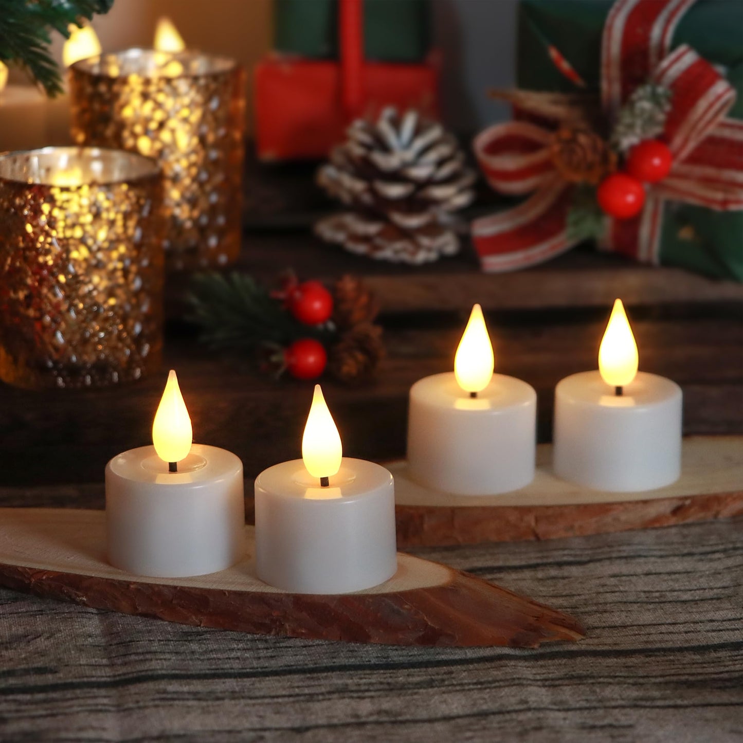 FREEPOWER Rechargeable Flameless Tea Lights with Charging Base & Remote Timer, 12 Pack USB Rechargeable Tealights Candles Battery Operated, Flickering Realistic for Home Christmas Wedding Decor