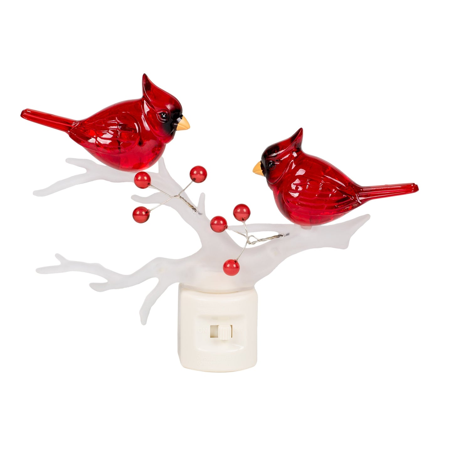 Cardinals on Branch 7 x 6 Inch Plastic Swivel Base Wall Plug in Decorative Night Light