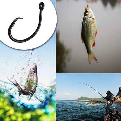 10PCS High-Carbon Steel Circle Hooks Barbed Fishing Hooks with Holes, Freshwater and Saltwater Fishing Hooks for Tuna, Catfish, Bass (#4)