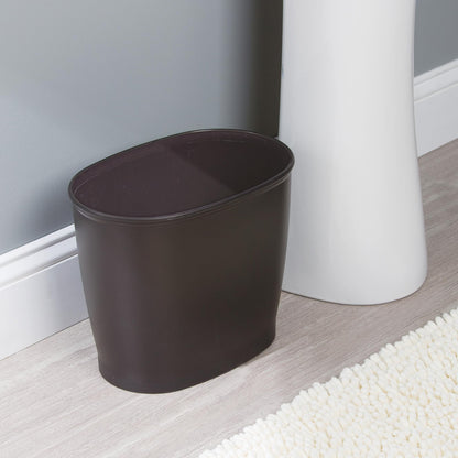 iDesign Slim Plastic Bathroom Trash Can, Small Garbage Bin for Bedroom, Office, Desk, Dorm, Bronze