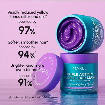 MAREE Purple Hair Mask - Toner for Blonde Hair - Purple Conditioner for Color Treated - Brassy, Bleached, Highlighted, Platinum, Ash and Silver - with Keratin – Matizador Para Cabello Rubio