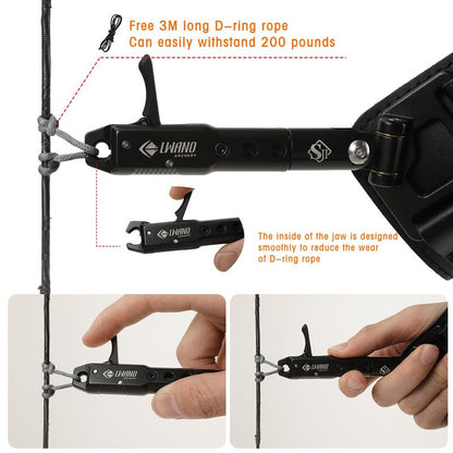 LWANO Archery Compound Bow Release Aids Trigger 360° Adjustable Wristband Release Aids for Adults Youth Kids Hunting Shooting Accessories (Black)