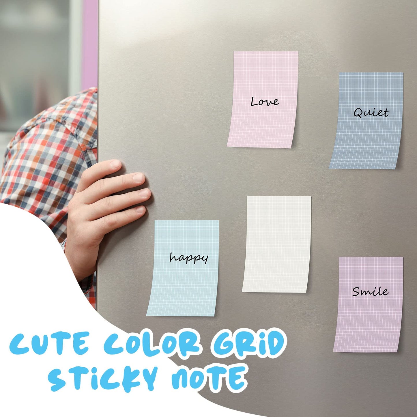 Jecery 9 Pack 4 x 6 Inch Grid Sticky Notes Self Adhesive Memo Pad Cute Graph Paper Self Stick Note Pads with Grid Lines for Gifts Office Supplies, 270 Sheets(Soft Colors)