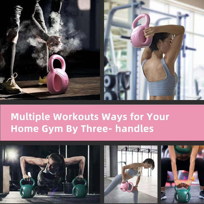 5 lb Kettlebell Weight with Three-handles for Weightlifting, Conditioning and Core Training for Women Men Home Gym [Purple]