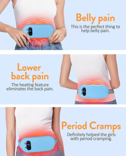 Portable Heating Pad for Period Cramps: Cordless Menstrual Heating Pad with 6 Heat Levels and 6 Massage Modes, 3s Fast Heating Gift for Women and Girl(Pink)