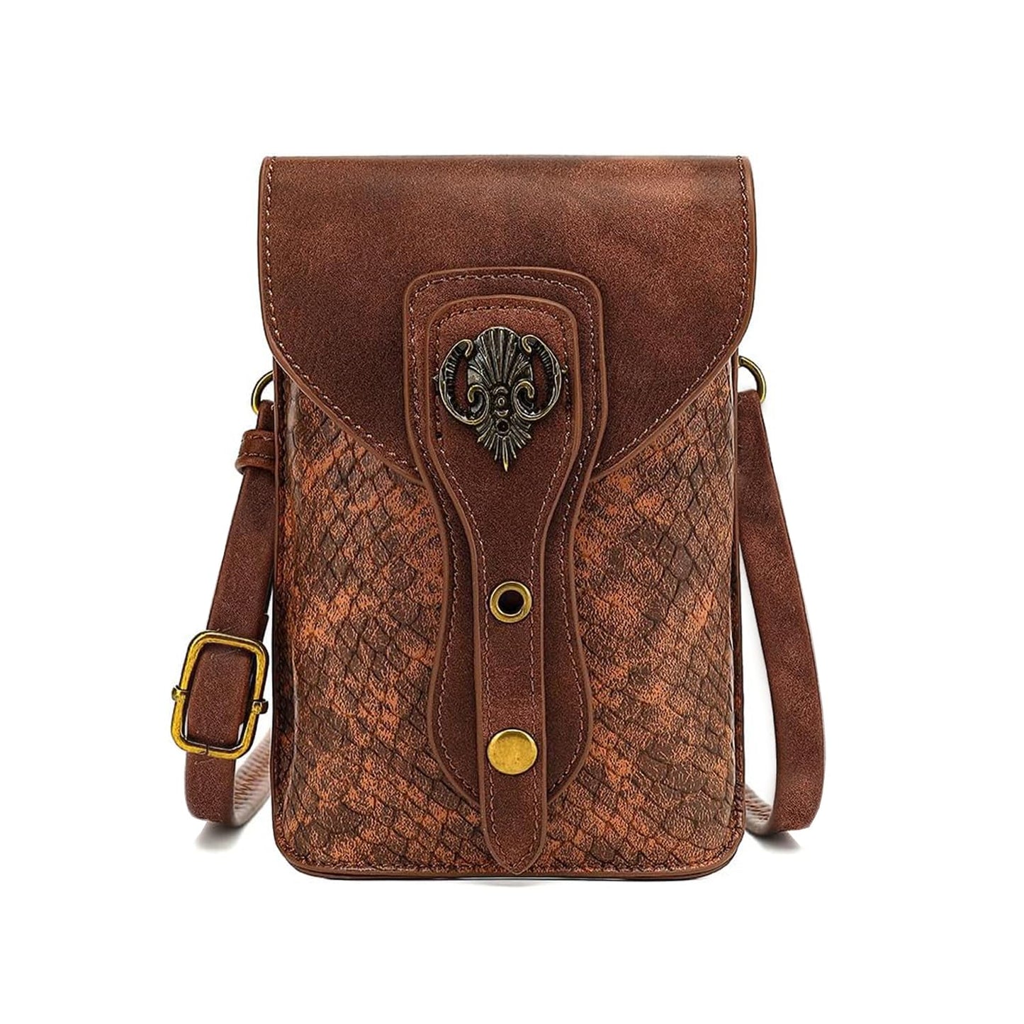 Larswon Renaissance Bag, Medieval Leather Belt Bag - Small Crossbody Bag, Cell Phone Pouch - Brown Fairy