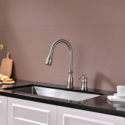 APPASO 3 Hole Kitchen Faucet with Pull Down Sprayer, Kitchen Faucets with Soap Dispenser, 3 Pieces Kitchen Sink Faucet with Separate Handle, Matte Black Kitchen Faucet 3 Hole, 218MB