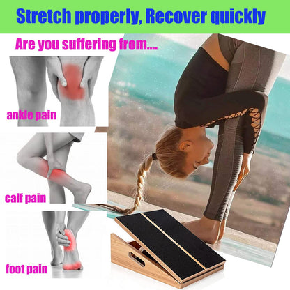 Slant Board for Calf Stretching Wooden Calf Stretcher Incline Board Adjustable Calf Stretch Board for Squats Knees Ankle
