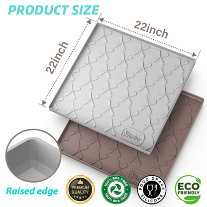 SIKADEER 22" x 22" Under Sink Mat Waterproof, Silicone Mat Kitchen Drawer Shelf and Cabinet Liner, Sink Protector for Kitchen Organizers and Storage, Boot Tray Pet Food Mats
