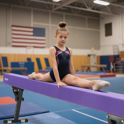 VEVOR Adjustable Balane Beam for Kids, 8FT Gymnastics Beam, High and Low Floor Beams of 5 Adjustable Heights for All Gymnastic Levels, Professional Gymnastic Equipment for Home and Gym Center, Purple