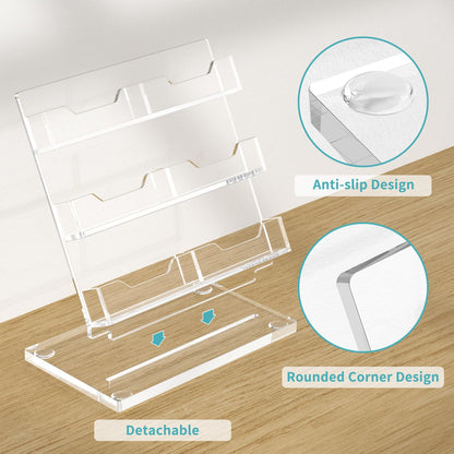 HIIMIEI Business Card Holder Desk, Acrylic Business Card Display, 3 Tier Clear Business Card Stand for Office, Exhibition, Meeting, Home, 360 Card Capacity