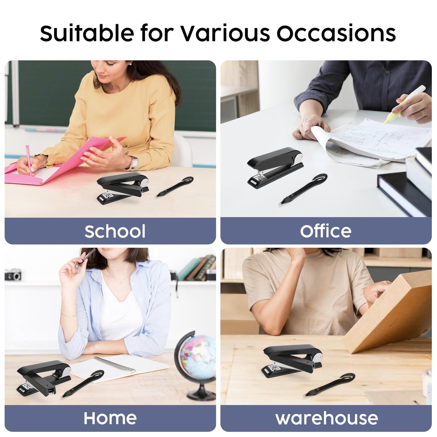 Desktop Stapler with Rotatable Swing-Arm, 25-Sheet Capacity, Heavy-Duty Black Metal Construction for Office, Booklet and Paper Binding