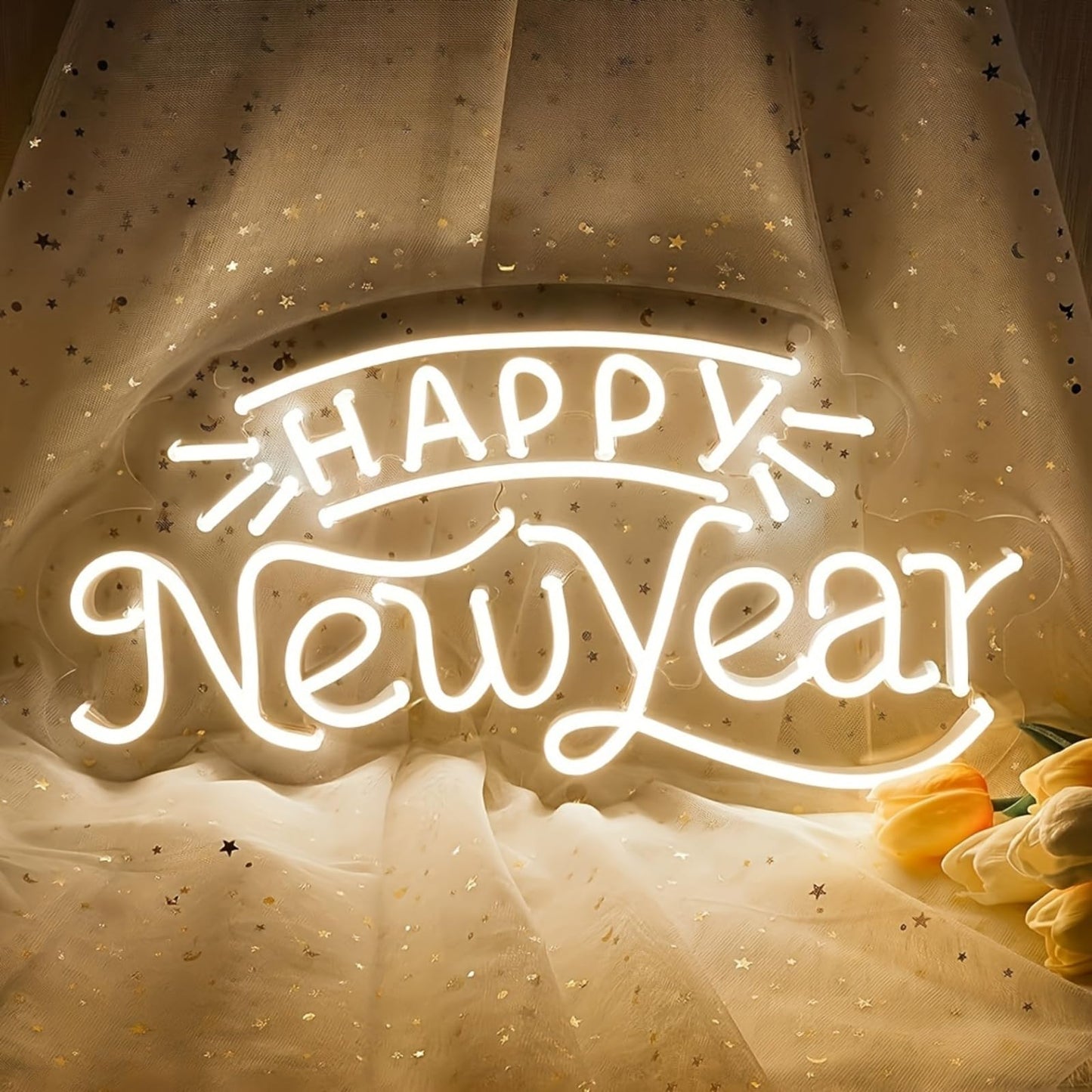 Happy New Year Neon Sign, LED Wall Light for New Year Party, Celebration Decor, Holiday Room Accent, Modern Neon Light for Bedroom, Living Room or Event Decor