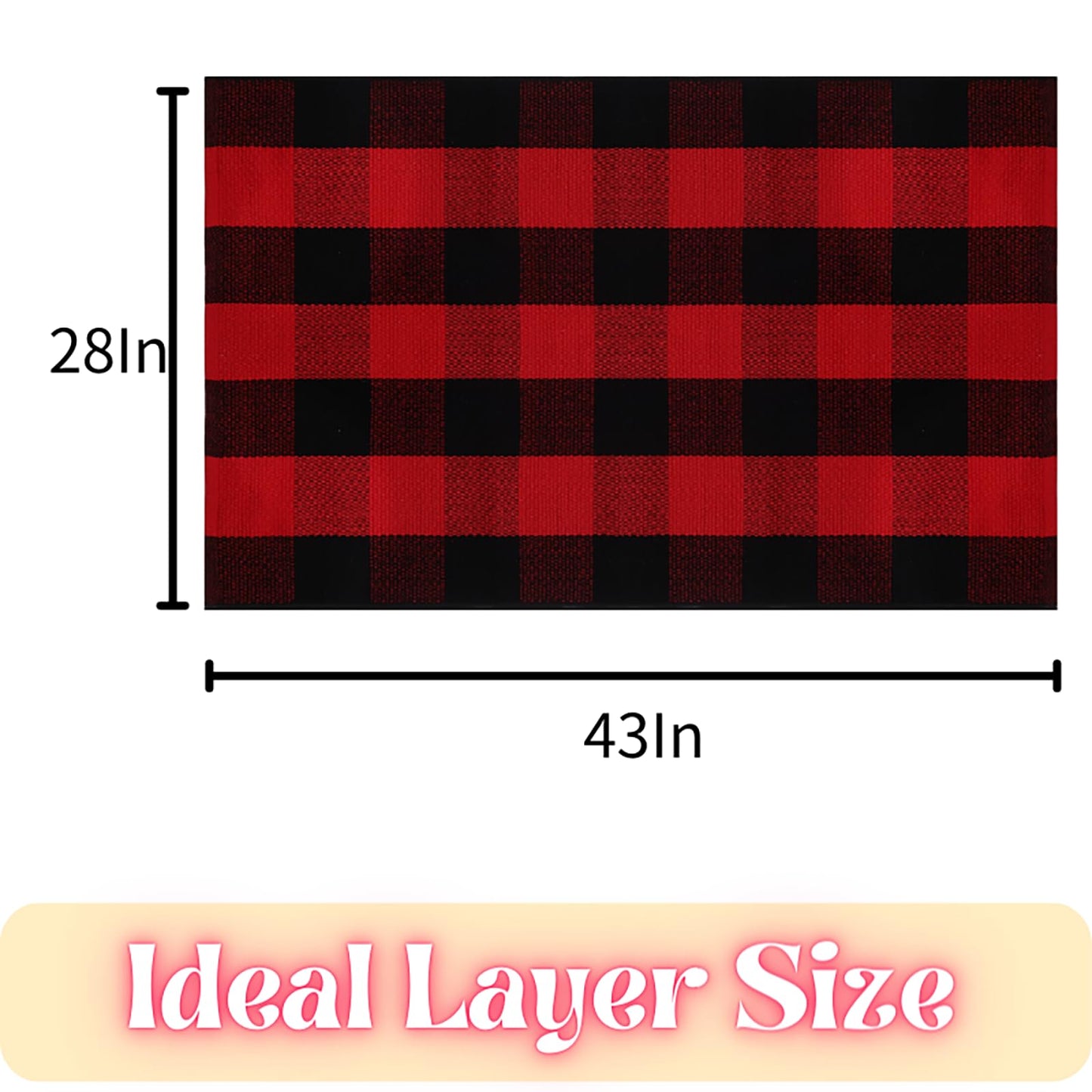 Ckorzen Red Green and White Plaid Rug, 28" x 43" Christmas Front Porch Outdoor Rug, Handwoven Cotton Washable Rug for Layered Door Mats, Holiday Entryway and Home Décor