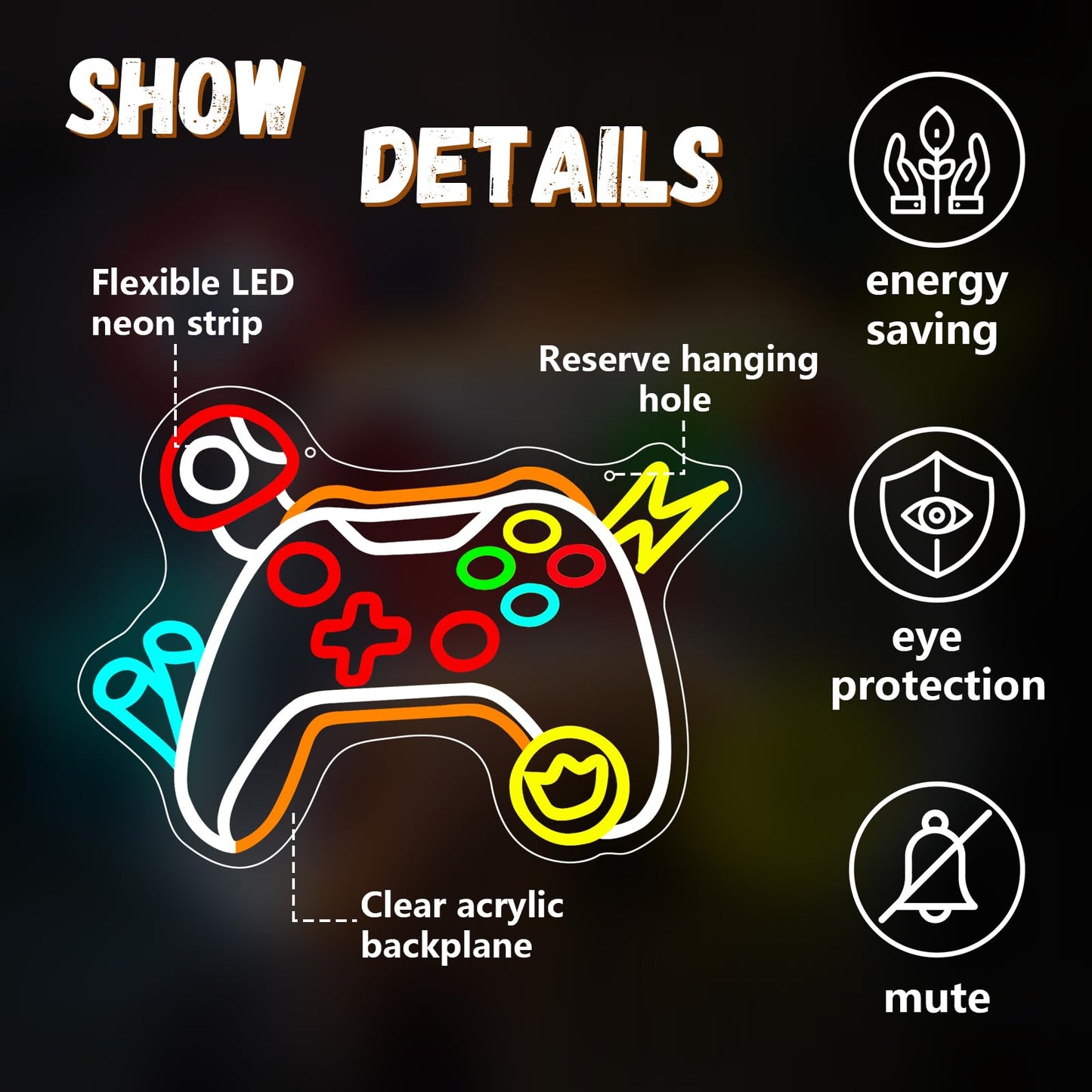 Gaming Zone Neon Sign, Gamepad Shaped Mushroom Led Neon Signs for Game Room Gamer Man Cave Bedroom Wall Decor, Great Gift for Boy Teen