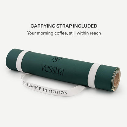 Vesstra Premium Yoga Mat – Sweat-Activated Non-Slip PU Grip I Natural Rubber Base I 4mm for Yoga, Pilates & Workouts
