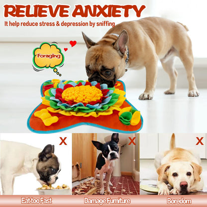 Meilzer Snuffle Mat for Dogs Pet Treats Feeding Mat for Small/Medium Breed Dogs Non-Slip/Portable/Durable Interactive Dog Puzzle Toys Encourages Natural Foraging Skills (Blue)