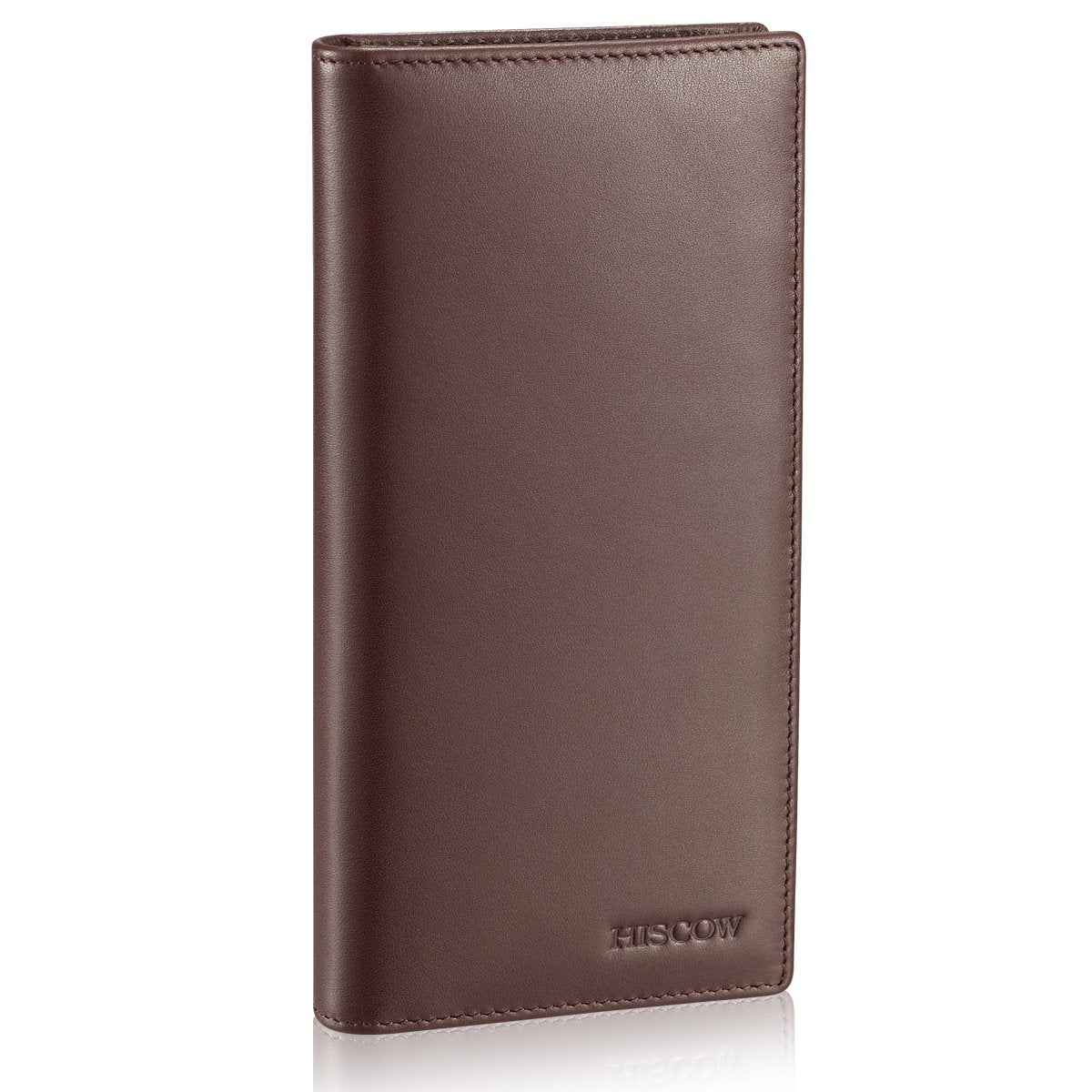 HISCOW Bifold Long Wallet with 15 Credit Card Slots - Italian Calfskin (Coffee)