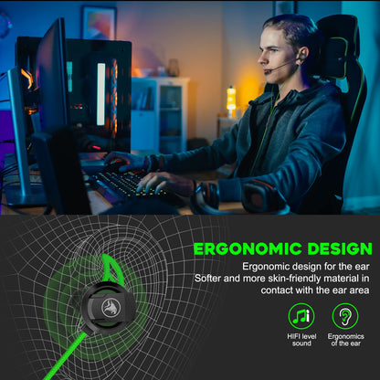 BlueFire 3.5 MM Gaming Headphone Wired Gaming Earphone Noise Cancelling Stereo Bass E-Sport Earphone with Adjustable Mic for PS4, Xbox One, Laptop, Cellphone, PC (Green)