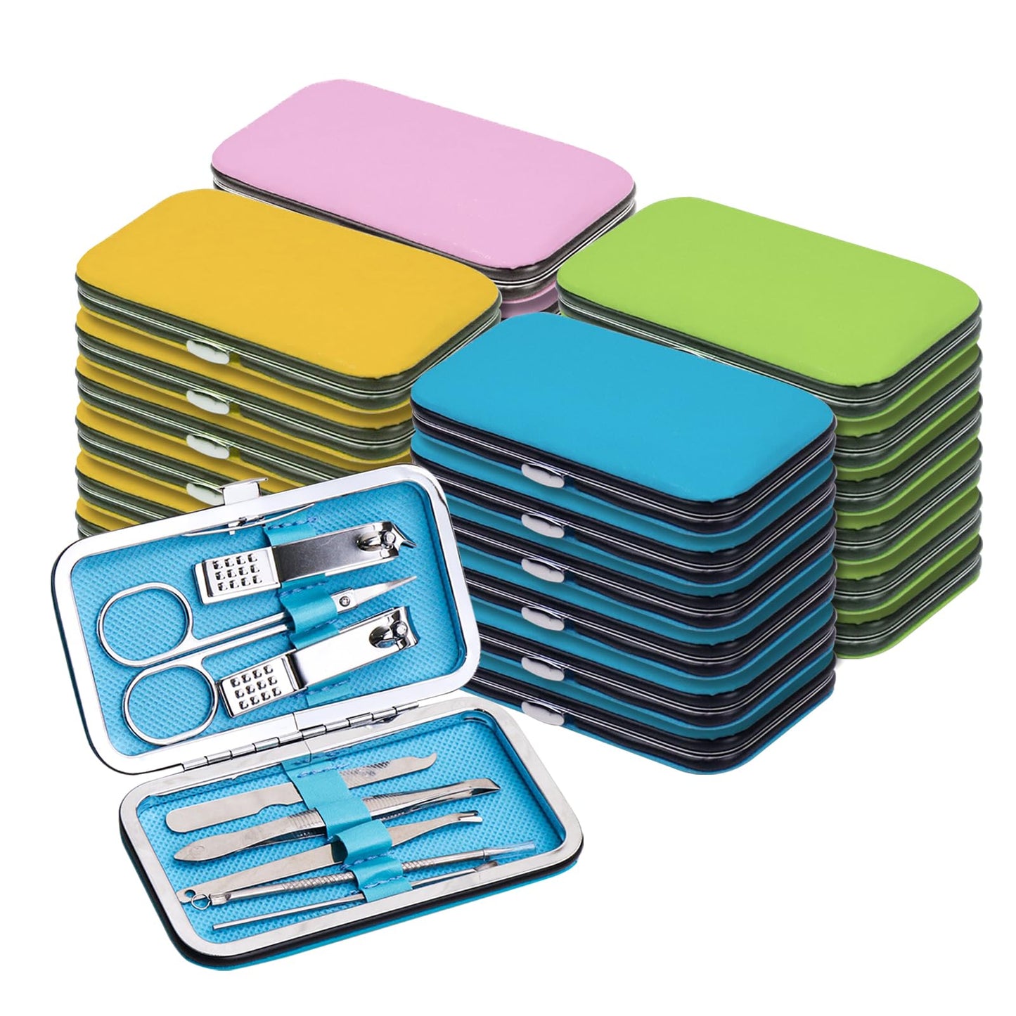 Manicure Set Bulk, Nail Clippers Kit Stainless Steel Fingernail Clippers Set, Sturdy Nail Tip Cutter Trimmers Professional Grooming Toenail Clippers Personal Pedicure Kits Gift (12 Pack 8 in 1)