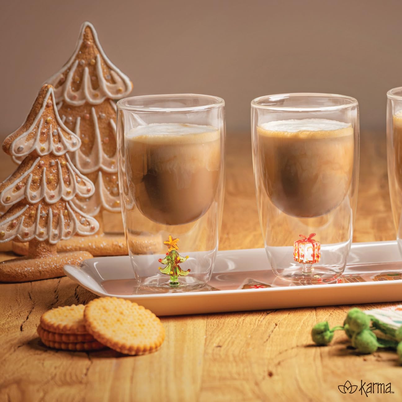 Karma, Melamine Holiday Trinket Tray, Narrow Christmas Jewelry Dish Tray for Rings Bracelets Necklace, Gingerbread